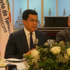 Leonardo Aguilera, David Collado, Luis Espínola y Guillermo Méndez en la rueda de prensa.