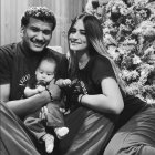 Héctor "Kike" Bello junto a su pareja y su bebe