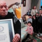 Saturnino de la Fuente posa con el certificado de los récords Guinness y junto a su familia. (fuente externa).