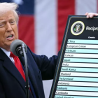 El presidente estadounidense, Donald Trump, habla sobre los aranceles recíprocos, el 2 de abril de 2025 en la Casa Blanca, en Washington © Brendan Smialowski / AFP/Archivos