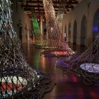 Raúl Morilla. Membranas del Santuario. Videoinstalación. Materiales diversos y dimensiones variables. XVll Bienal de Cuenca, Ecuador, 2025. Foto cortesía del artista.