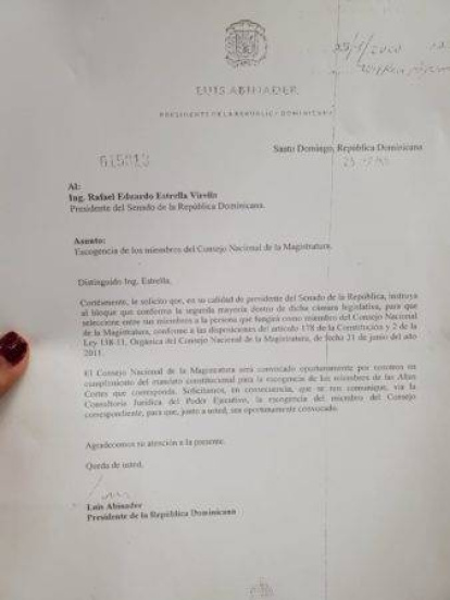 Luis Abinader envía carta al Senado solicitando escoger representante segunda mayoría para CNM,Luis Abinader envía carta al Senado solicitando escoger representante segunda mayoría para CNM