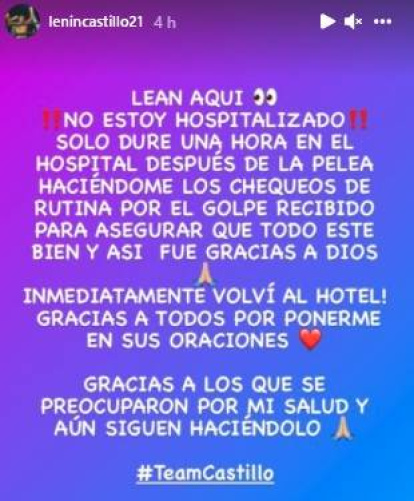 Lenin Castillo, boxeador dominicano que cayó por nocaut, aclara no fue hospitalizado,Lenin Castillo, boxeador dominicano que cayó por nocaut, aclara no fue hospitalizado