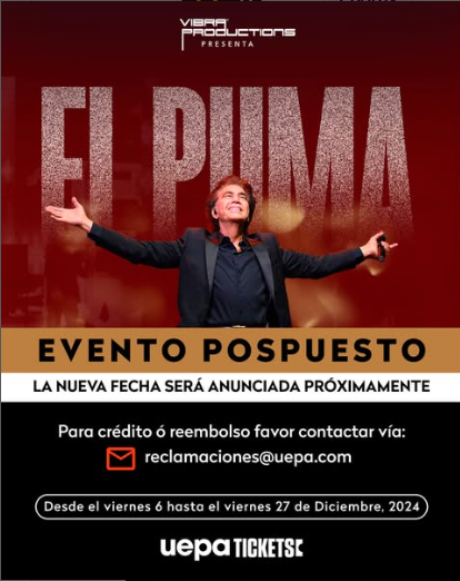 ¡Sin fecha! José Luis Rodríguez «El Puma» pospone su evento «Atrévete» en RD,¡Sin fecha! José Luis Rodríguez «El Puma» pospone su evento «Atrévete» en RD