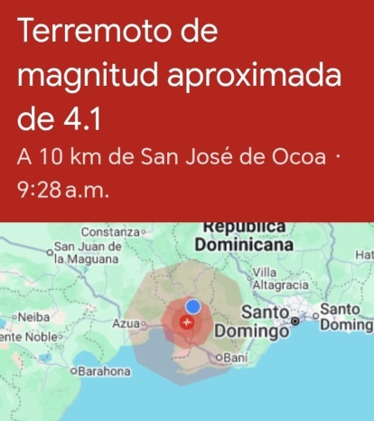 ¿Lo sentiste? Se registra temblor de magnitud de 4.1 en San José de Ocoa,¿Lo sentiste? Se registra temblor de magnitud de 4.1 en San José de Ocoa