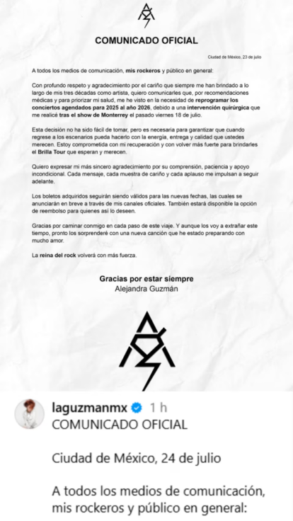 Alejandra Guzmán cancela su gira 2025 por salud: detalles aquí,Alejandra Guzmán cancela su gira 2025 por salud: detalles aquí