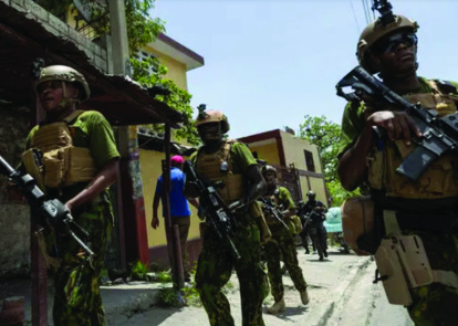 Policías de Kenia en un patrullaje en Haití.  Archivo