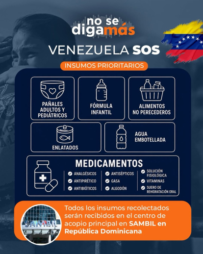 ¿Dónde están los centros de acopio en RD para llevar ayuda a Venezuela?