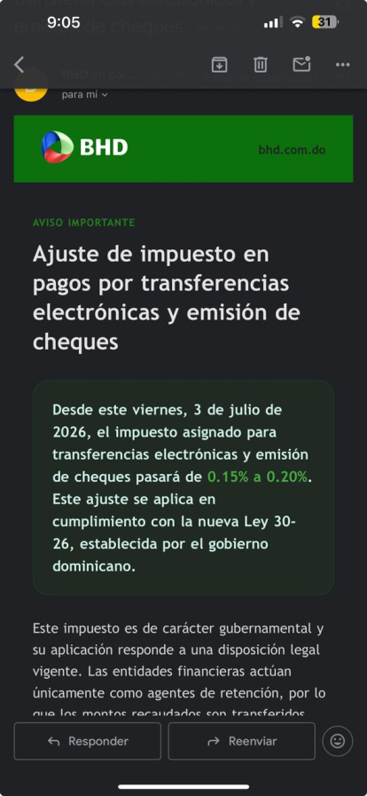 Bancos comienzan a aplicar aumento del impuesto a cheques y transferencias electrónicas