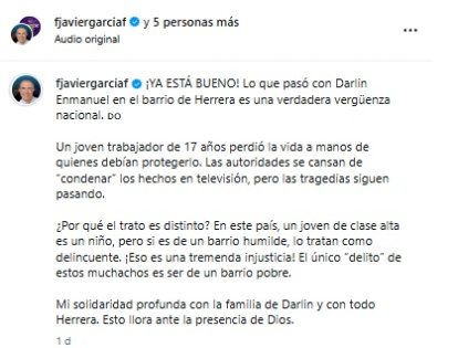 Mensaje de Francisco Javier García