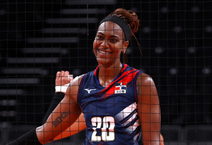 Tokyo 2020 Olympics - Volleyball - Women's Pool A - Brazil v Dominican Republic - Ariake Arena, Tokyo, Japan – July 27, 2021. Brayelin Martinez of the Dominican Republic reacts. REUTERS/Valentyn Ogirenko