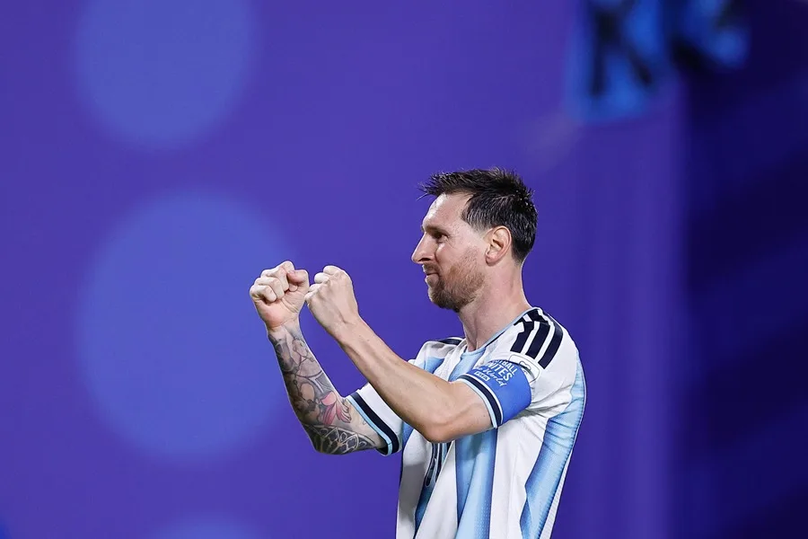 Lionel Messi de Argentina celebra en un partido del grupo J del Mundial de la FIFA 2026