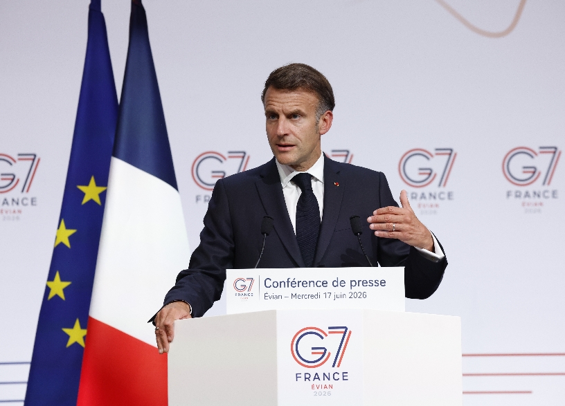 El presidente francés, Emmanuel Macron, en el foro.