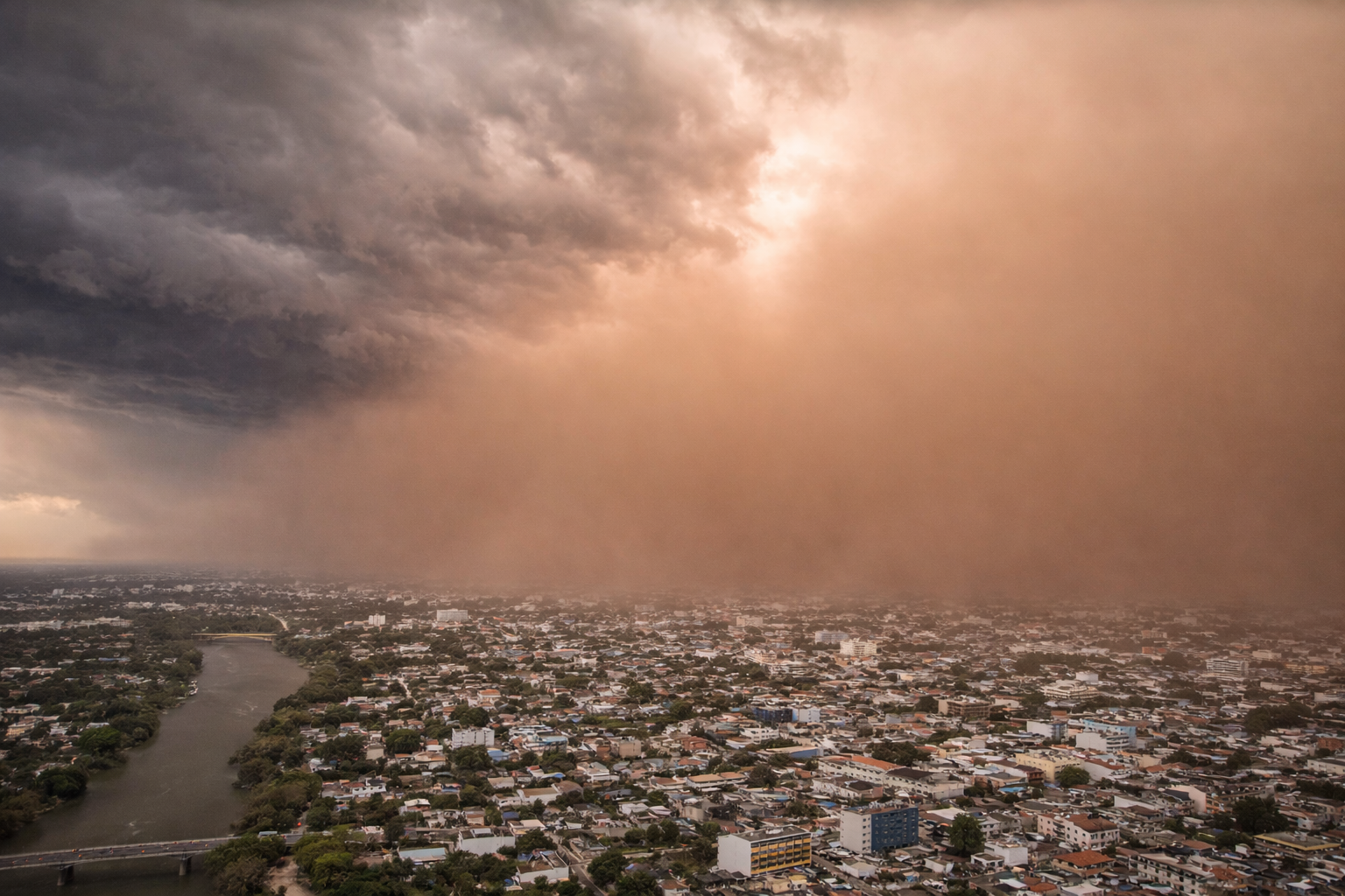 Foto de referencia de la nube de polvo del Sahara