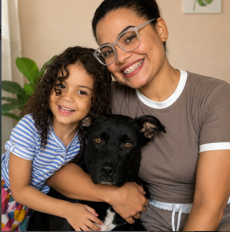 Familia con un perro