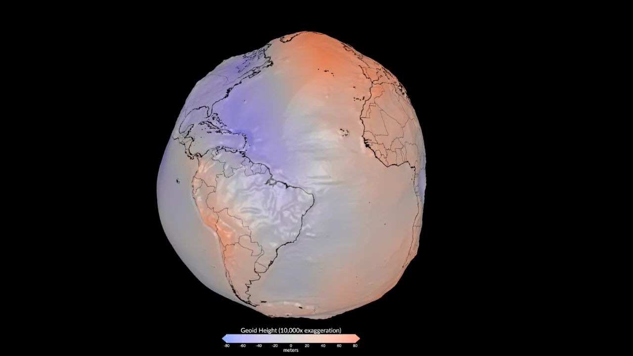 La NASA amplificó 10.000 veces el geoide y por eso la Tierra se ve abollada. - Crédito: Foto: NASA.
