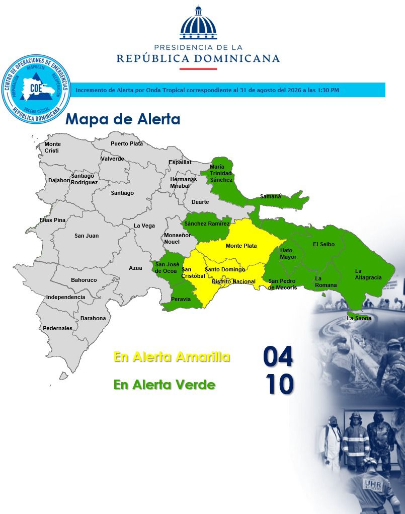 Mapa de alertas del COE