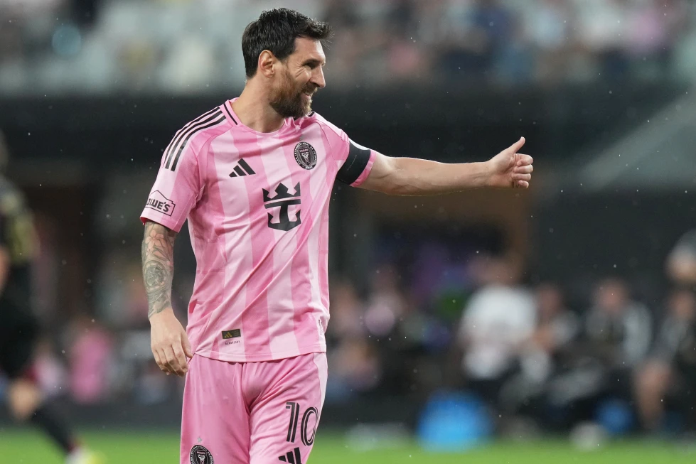 Lionel Messi, del Inter Miami, festeja en la segunda mitad de un partido de la MLS ante el Atlanta United, el sábado 5 de septiembre de 2026 (AP Foto/Lynne Sladky)